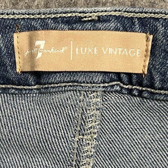 7 For All Mankind Luxe Vintage Ultra High Rise Slim Kick Jeans 25 Button Fly - Picture 4 of 17